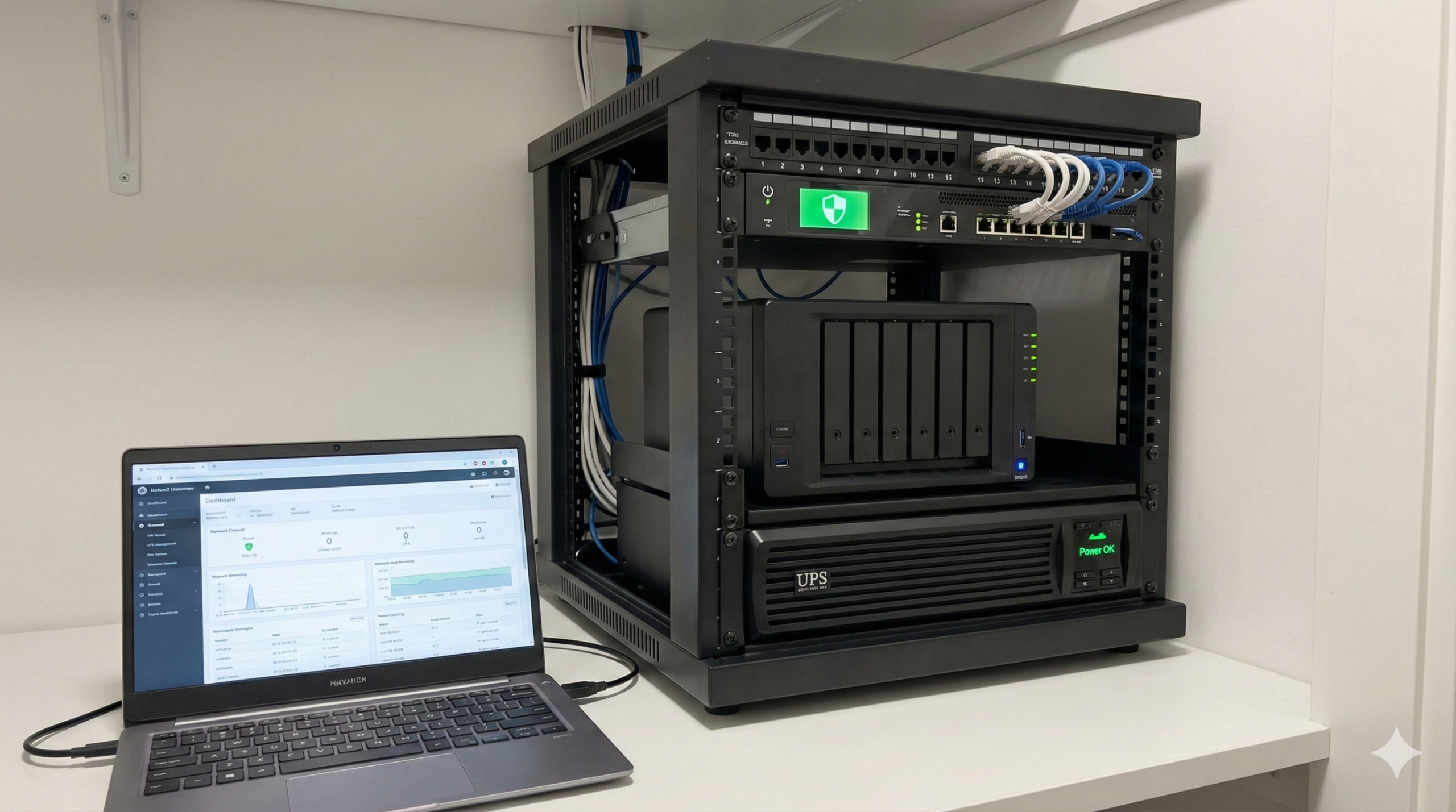 Professionelle IT-Infrastruktur für Kleinunternehmen und Handwerk mit zentralem Datenspeicher (NAS) und sicherem Netzwerk – Fischer Automation & IT